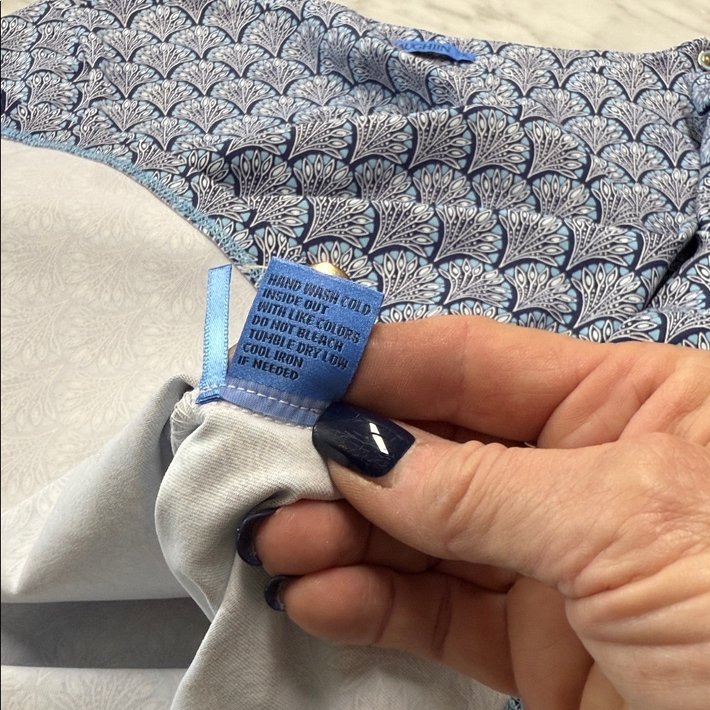 J. McLaughlin Blue Printed Boatneck Long-Sleeve Top - Picture 13 of 14